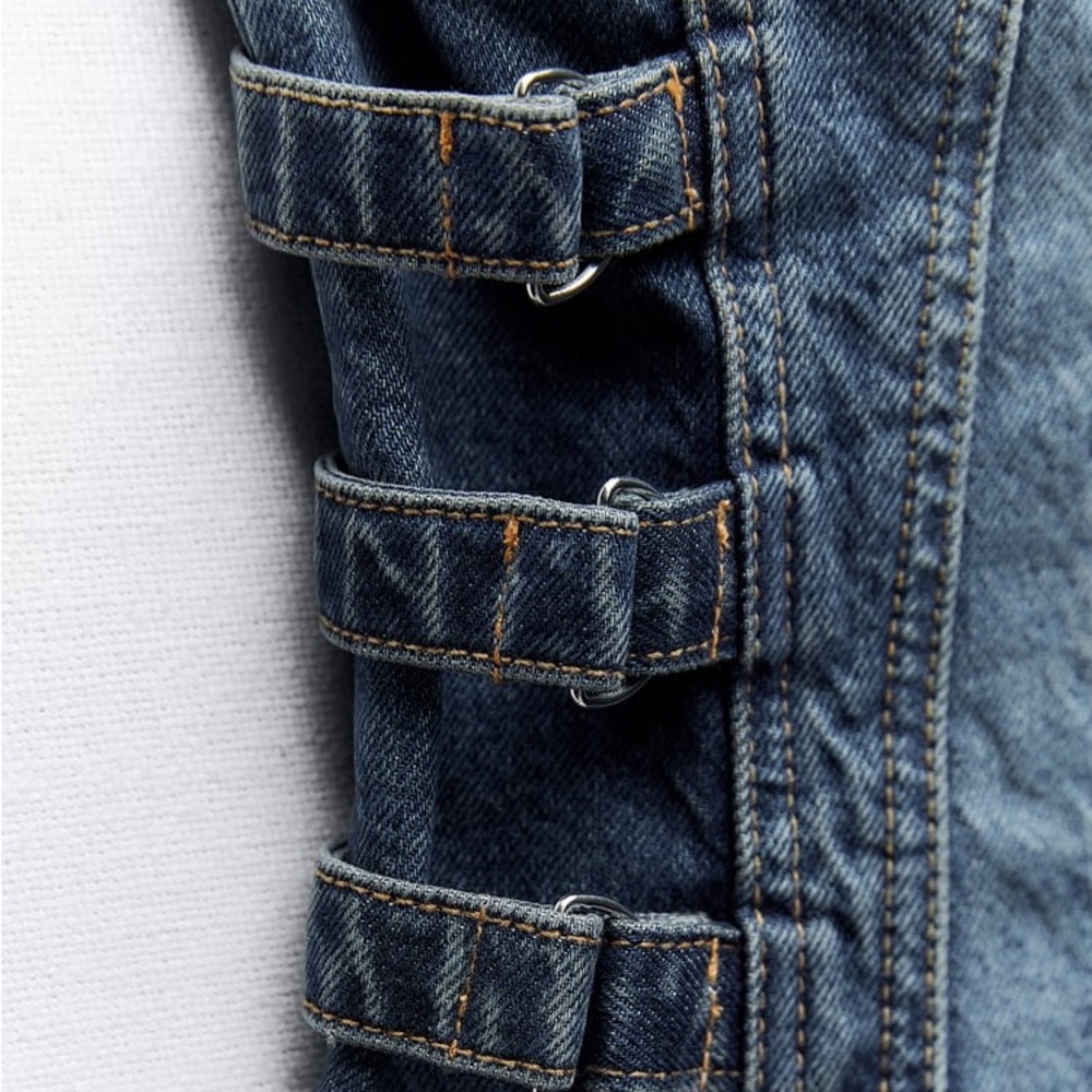 Zara Dark Blue Strapless Denim Top - Picture 7 of 8